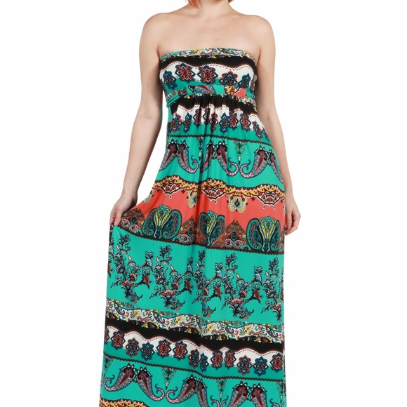 24Seven Comfort Apparel Bethany Strapless Maxi - Picture 3 of 5